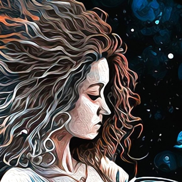 8x8 Aquarius Zodiac Fantasy Art Water-Bearer Illustration Oil Painting Print - Picture 7 of 7